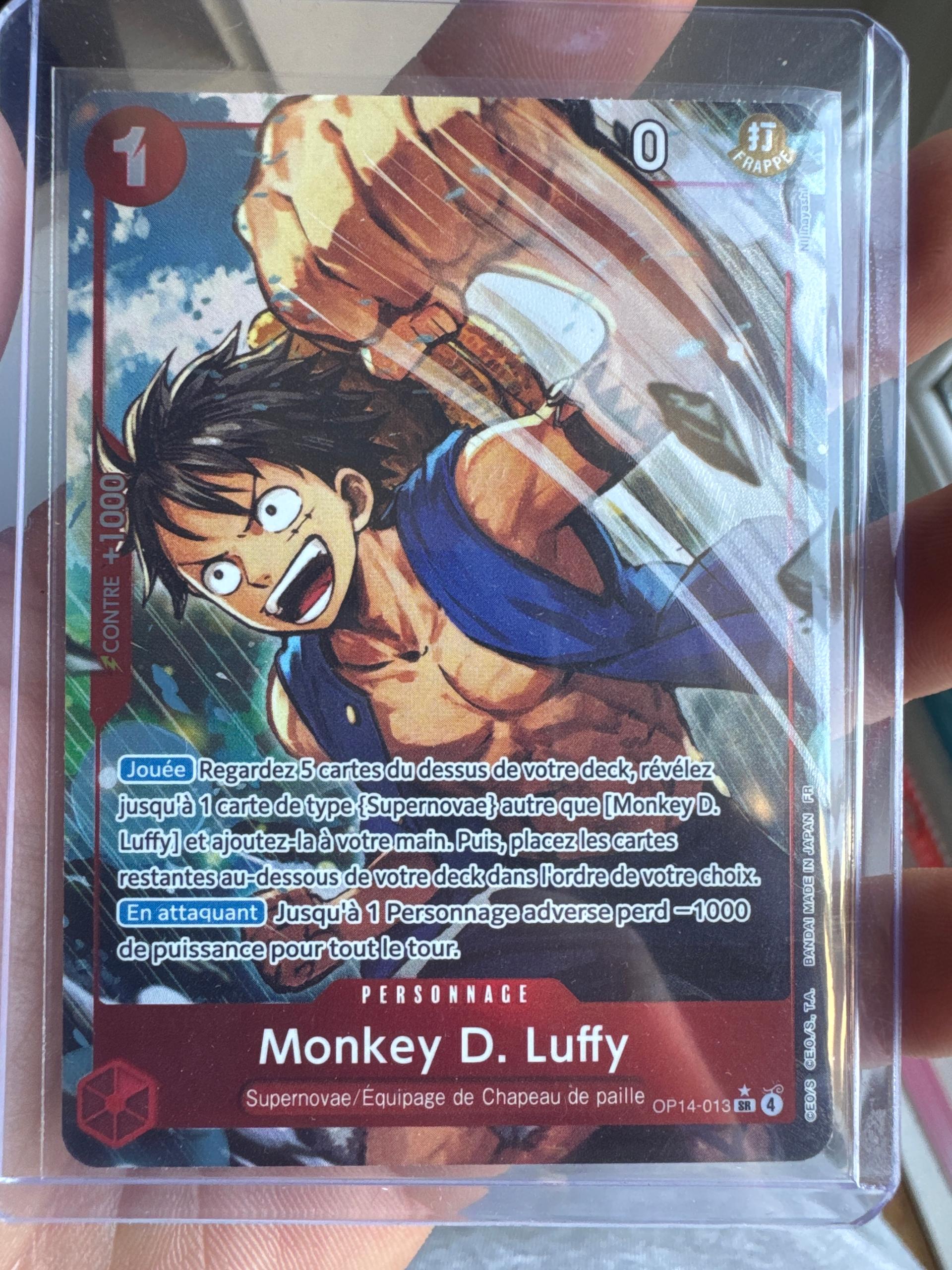 Carte Monkey D. Luffy OP14-013_p1 Super Rare du set OP14-EB04 The Azure Sea's Seven (langue FR) — One Piece TCG édité par Bandai