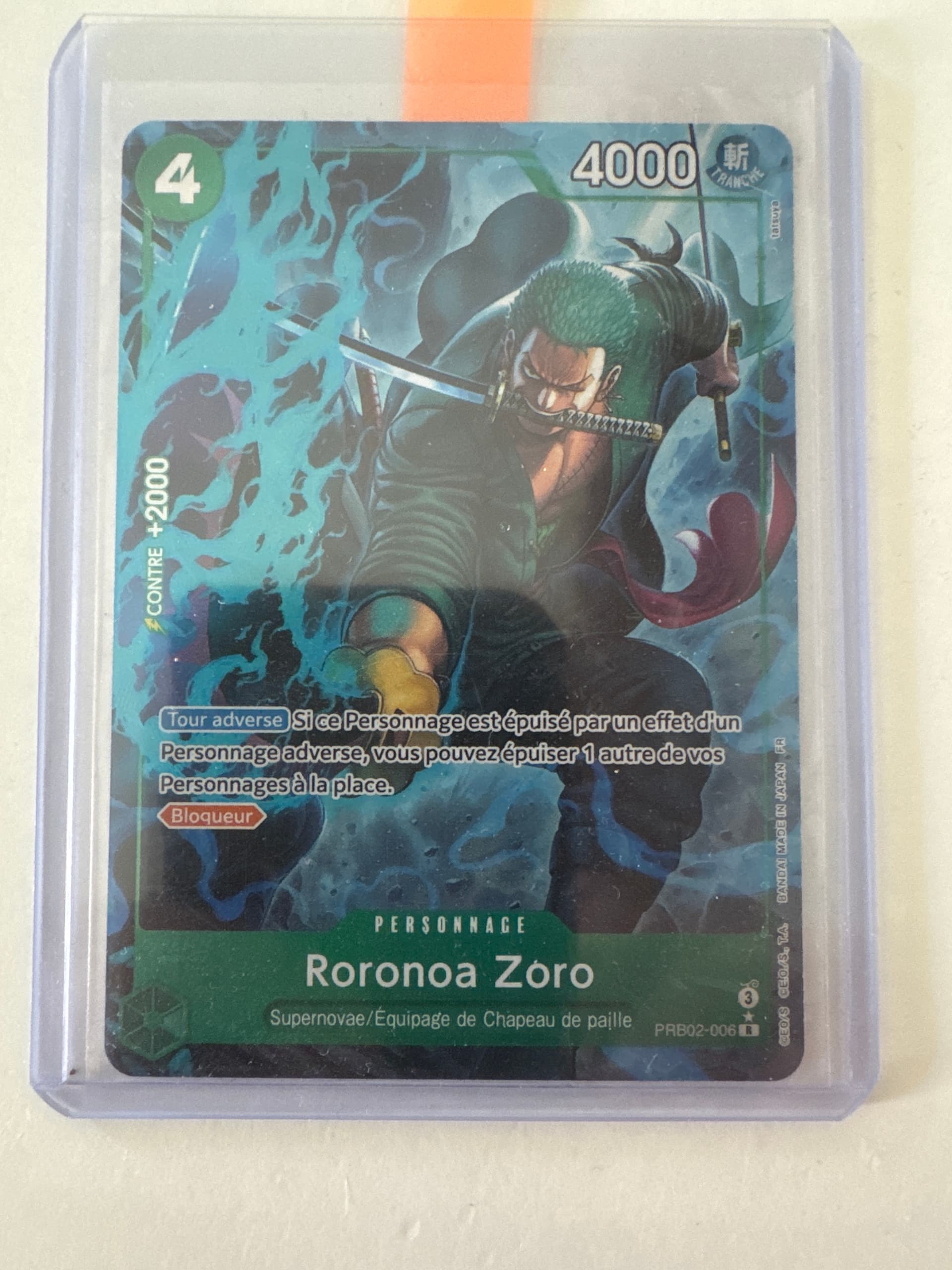 Carte Roronoa Zoro PRB01-006 R du set PRB01 Premium Booster One Piece Card The Best (langue FR) — One Piece TCG édité par Bandai