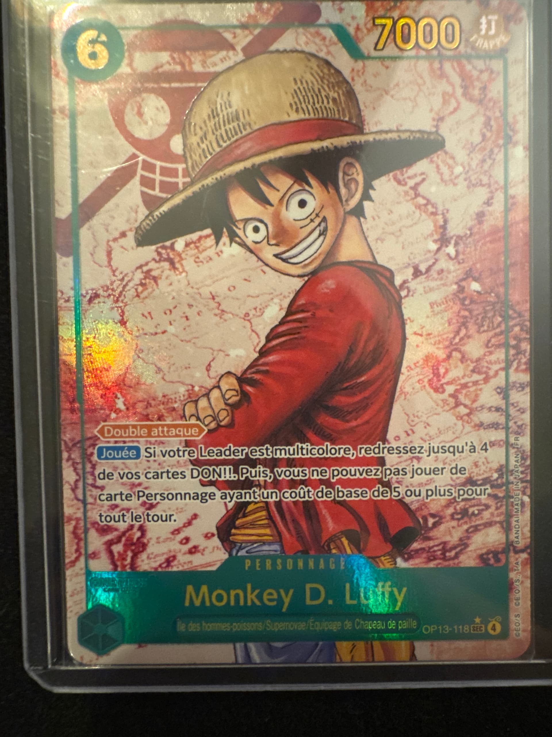 Carte Monkey D. Luffy OP13-118_p1 Secret Rare du set OP-13 Carrying on His Will (langue FR) — One Piece TCG édité par Bandai