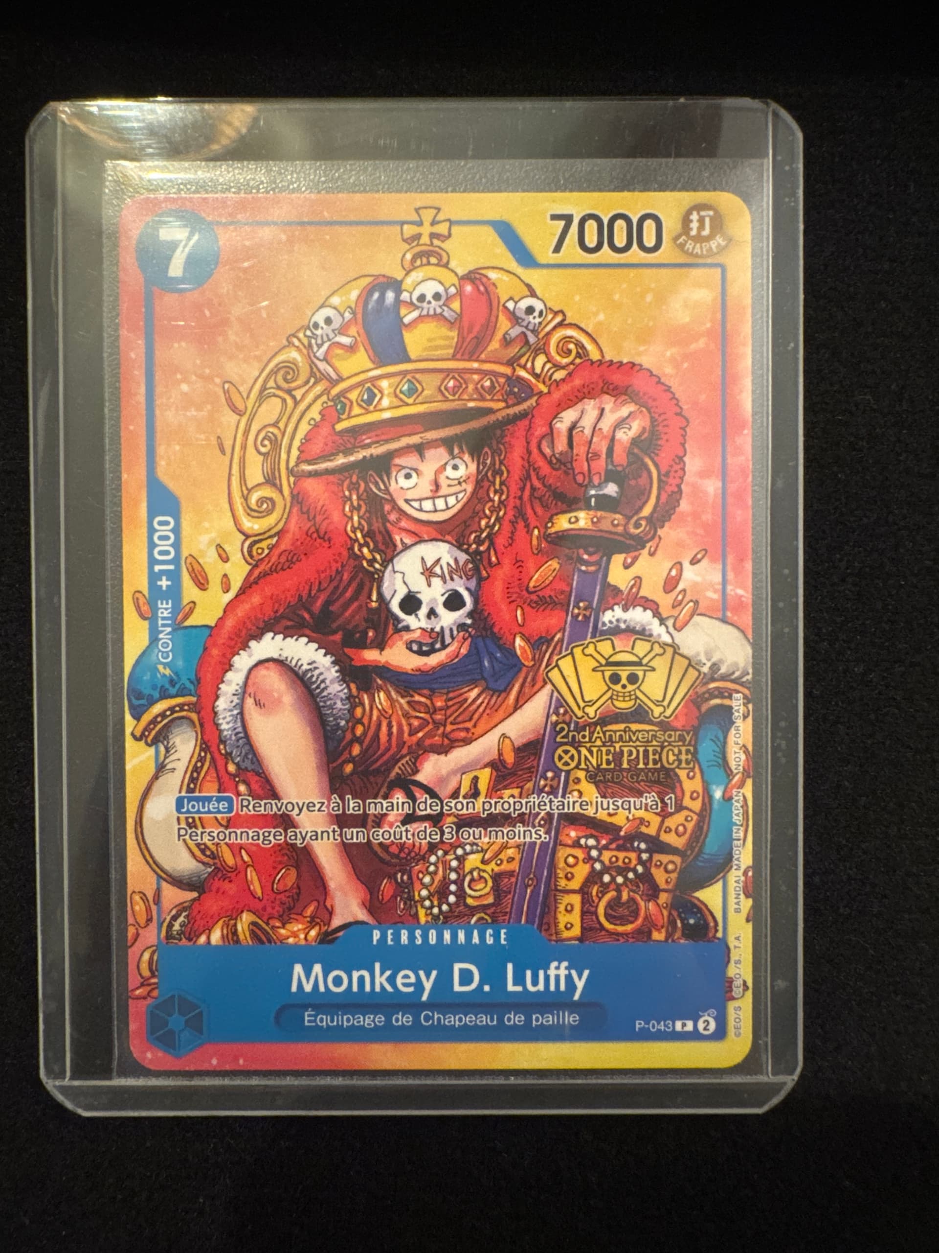 Carte Monkey.D.Luffy P-043 Promo du set PROMO Promos (langue FR) — One Piece TCG édité par Bandai