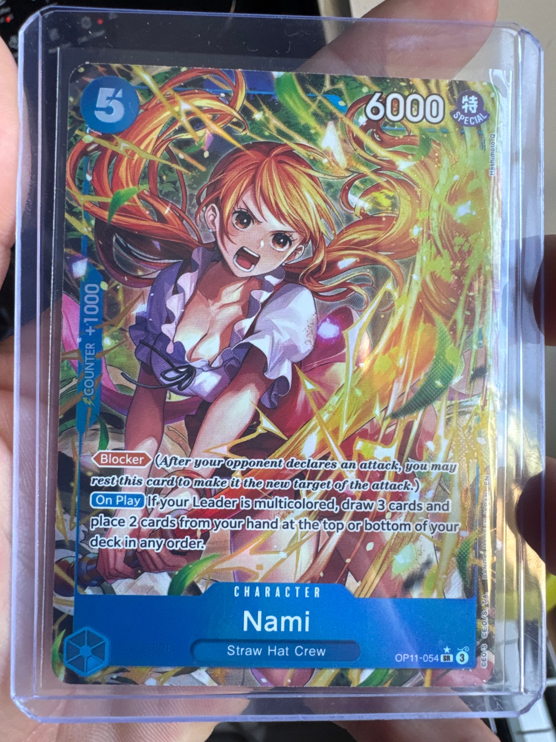 Carte Nami OP11-054_p1 Super Rare du set OP-11 A Fist of Divine Speed (langue EN) — One Piece TCG édité par Bandai