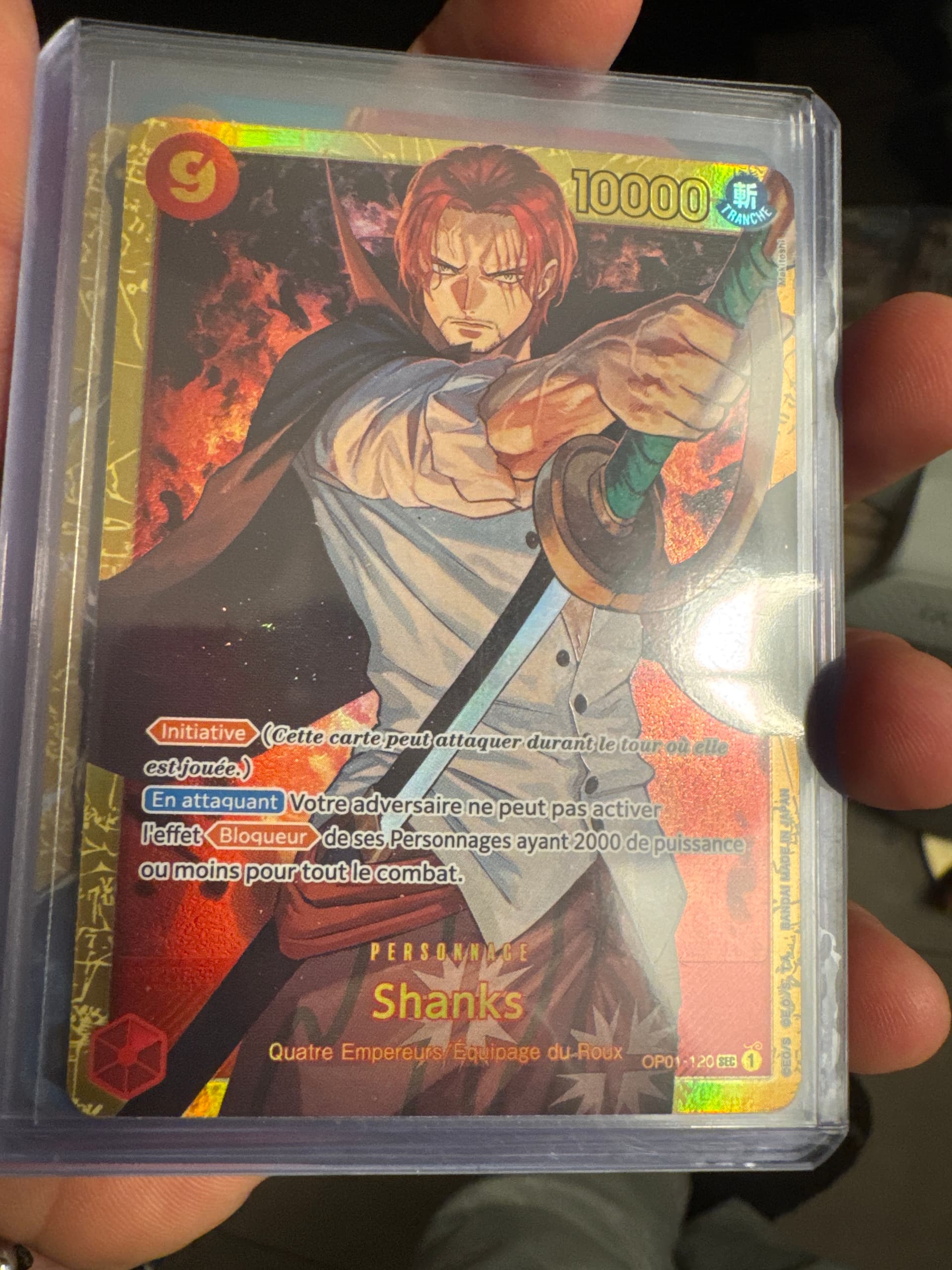 Carte Shanks OP01-120SEC SEC du set OP01 Romance Dawn (langue FR) — One Piece TCG édité par Bandai