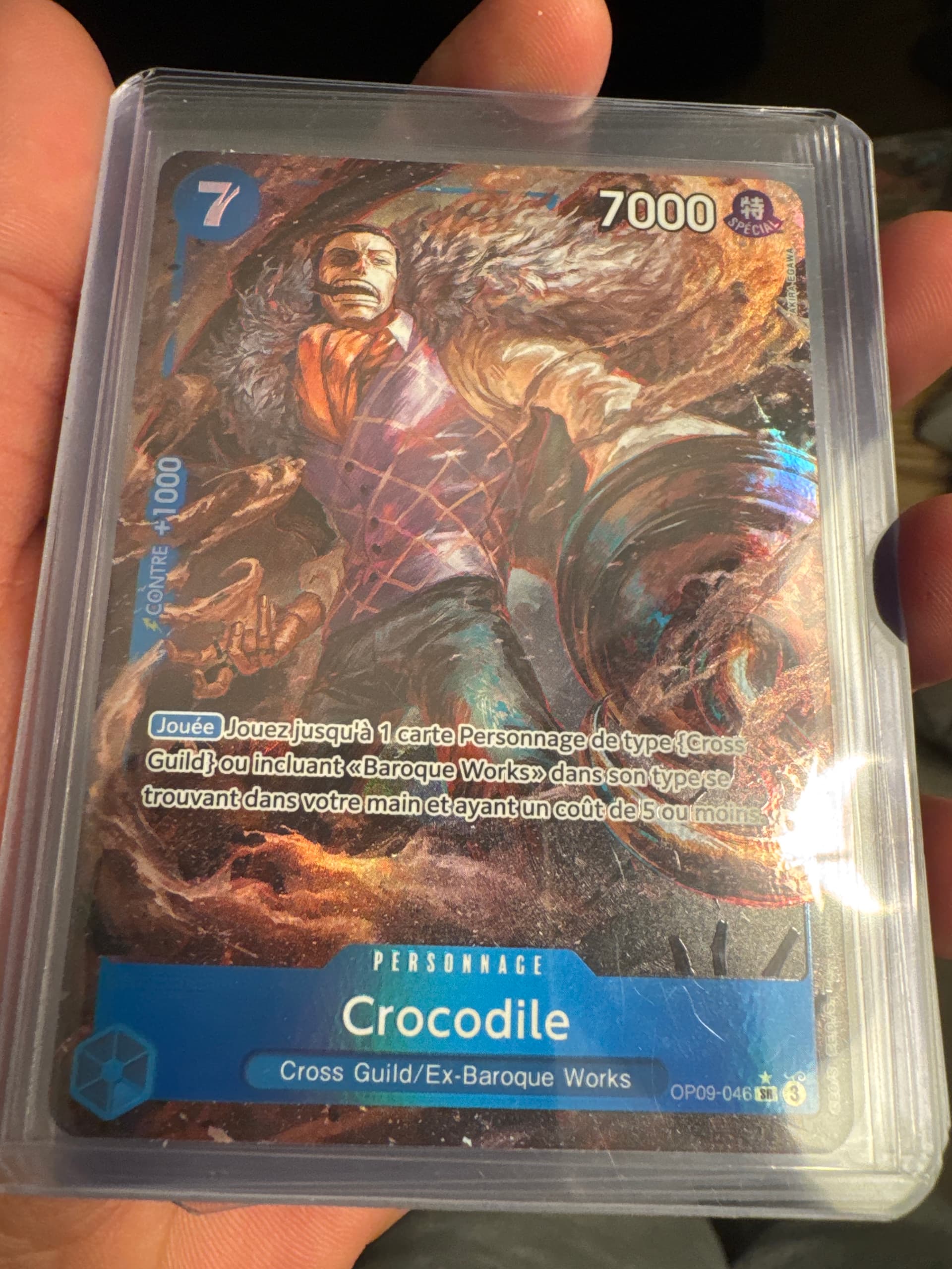 Carte Crocodile OP09-046_p1 Super Rare du set OP-09 Emperors in the New World (langue FR) — One Piece TCG édité par Bandai