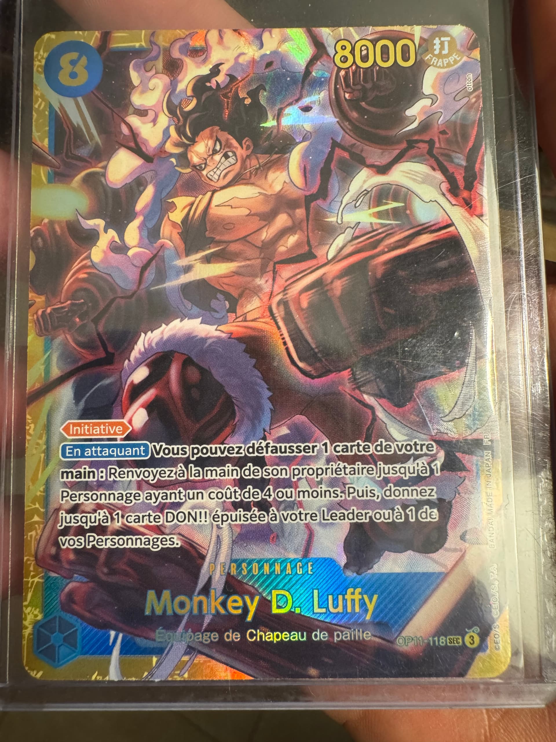 Carte Monkey D. Luffy OP11-118SEC SEC du set OP11 Awakening of the New Era (langue FR) — One Piece TCG édité par Bandai