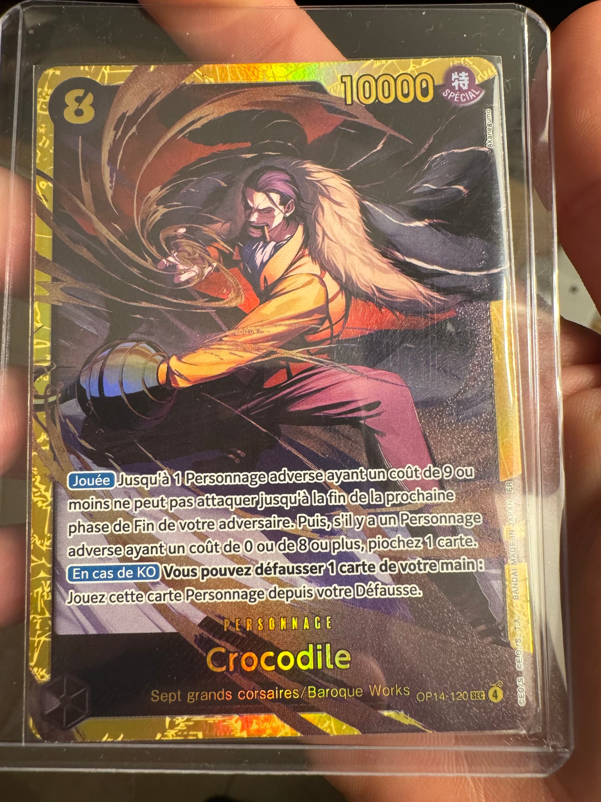 Carte Crocodile OP14-120 Secret Rare du set OP14-EB04 The Azure Sea's Seven (langue FR) — One Piece TCG édité par Bandai