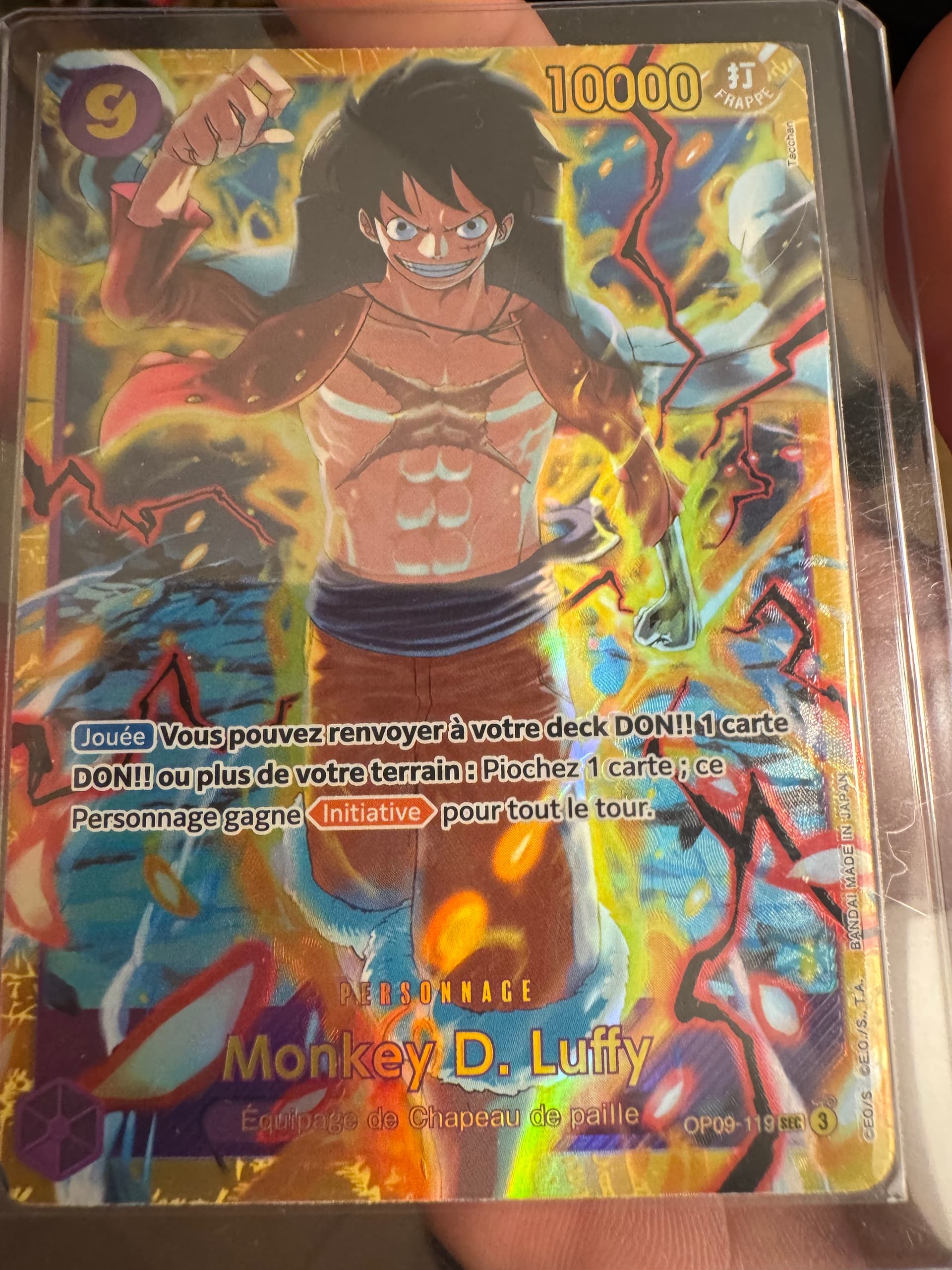 Carte Monkey D. Luffy OP09-119SEC Secret Rare du set OP09 Wings of the Captain (langue FR) — One Piece TCG édité par Bandai