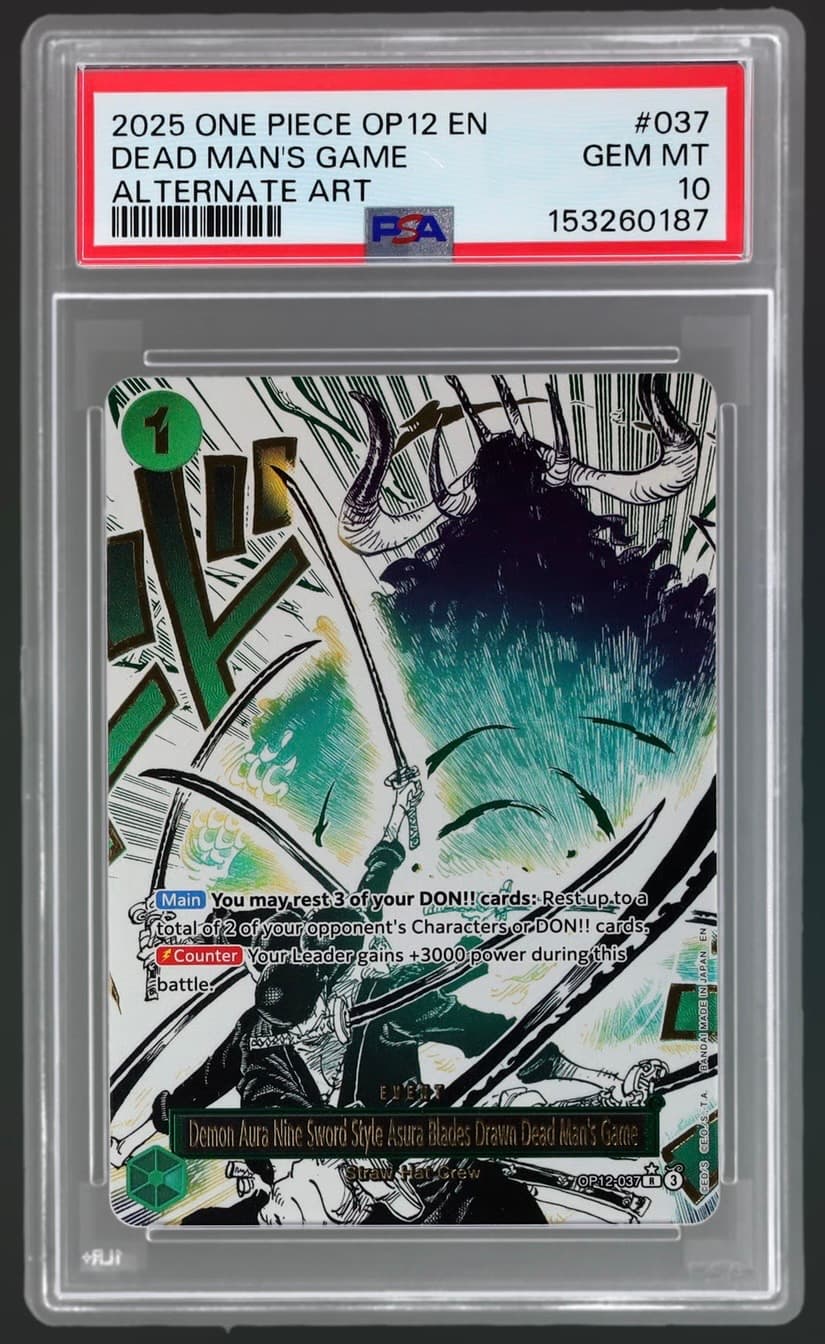 Carte Esprit démoniaque, technique à neuf sabres, Ashura, sabres au clair, facétie des revenants OP12-037_p1 Rare du set OP-12 Legacy of the Master (langue EN) — One Piece TCG édité par Bandai