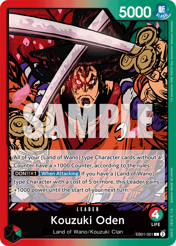 Carte Kouzuki Oden EB01-001 Leader — One Piece TCG EB-01 (Bandai)