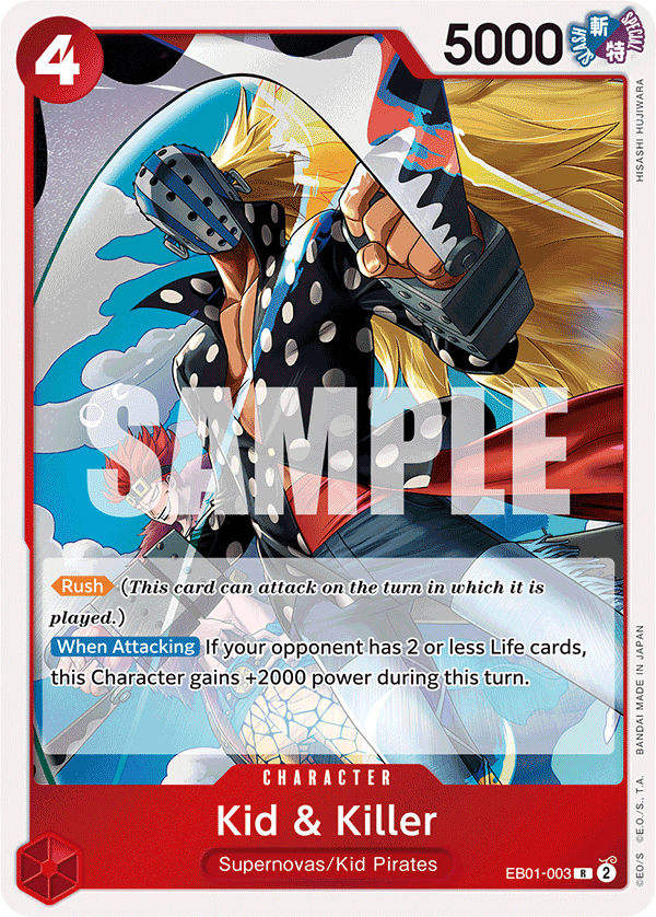 Carte Kid & Killer EB01-003 Rare — One Piece TCG EB-01 (Bandai)