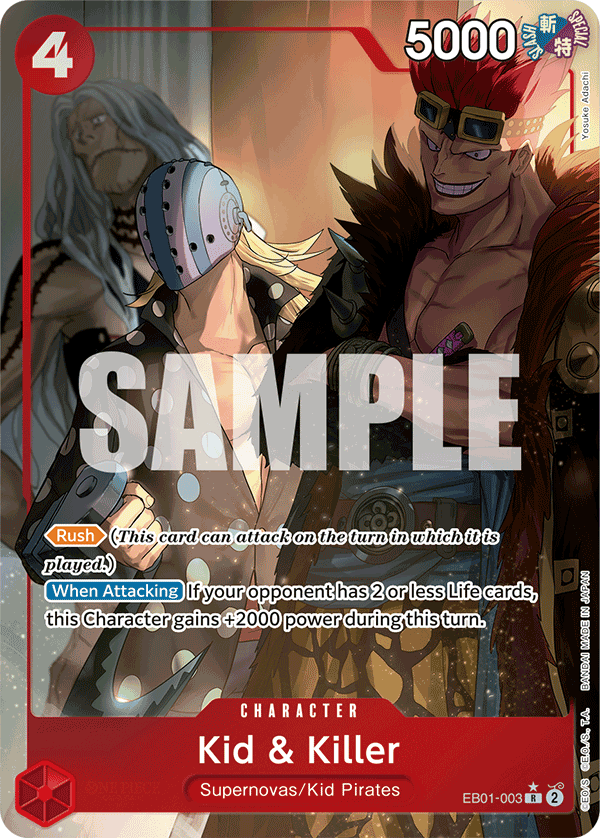 Carte Alt-Art Kidd et Killer EB01-003_p1 Rare — One Piece TCG EB-01 Memorial Collection (Bandai)