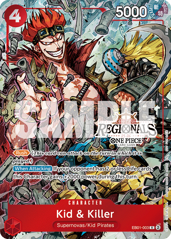 Carte Alt-Art Kid & Killer EB01-003_p2 Rare — One Piece TCG PROMO-EB-01 Promos: Memorial Collection (Bandai)