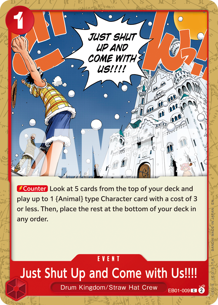 Carte Arrête de discuter et viens avec nous&nbsp;!! EB01-009_r1 Common — One Piece TCG PRB-02 (Bandai)