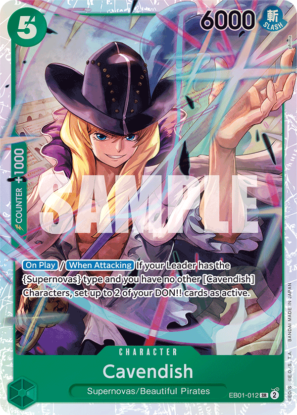 Carte Cavendish EB01-012 Super Rare — One Piece TCG EB-01 (Bandai)