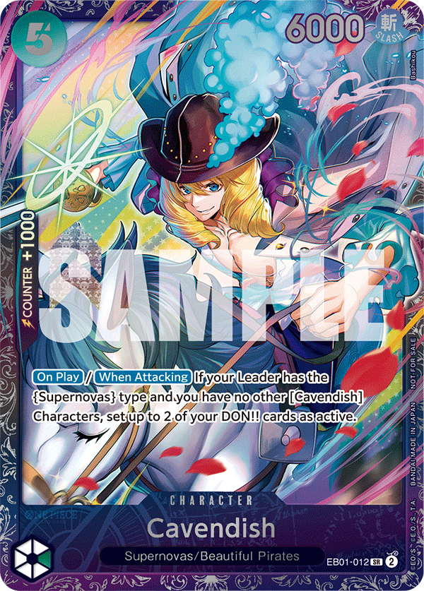 Carte Alt-Art Cavendish EB01-012_p3 Super Rare — One Piece TCG PROMO-EB-01 Promos: Memorial Collection (Bandai)