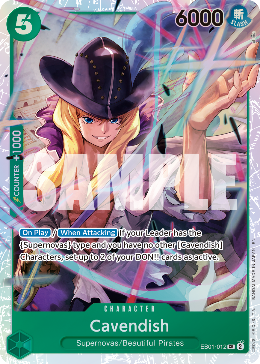 Carte Cavendish EB01-012_r1 Super Rare — One Piece TCG PRB-02 (Bandai)