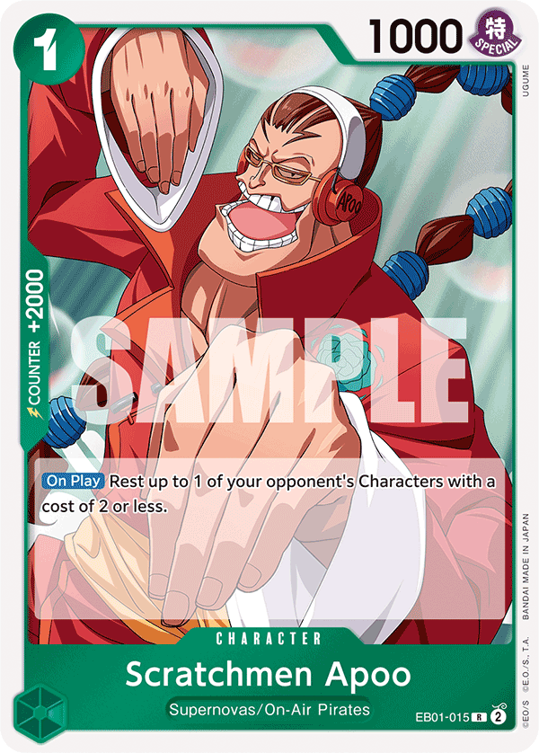 Carte Scratchmen Apoo EB01-015 Rare — One Piece TCG EB-01 Memorial Collection (Bandai)