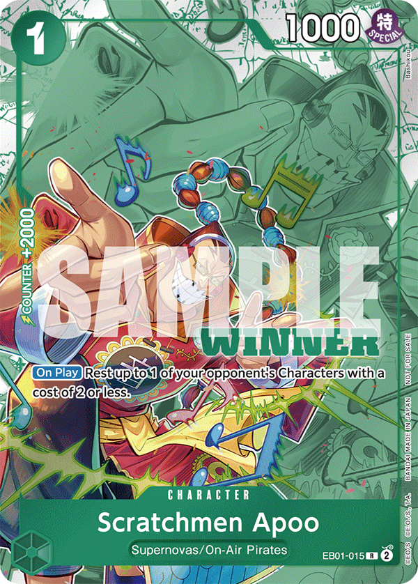 Carte Alt-Art Scratchmen Apoo EB01-015_p2 Rare — One Piece TCG PROMO-EB-01 Promos: Memorial Collection (Bandai)
