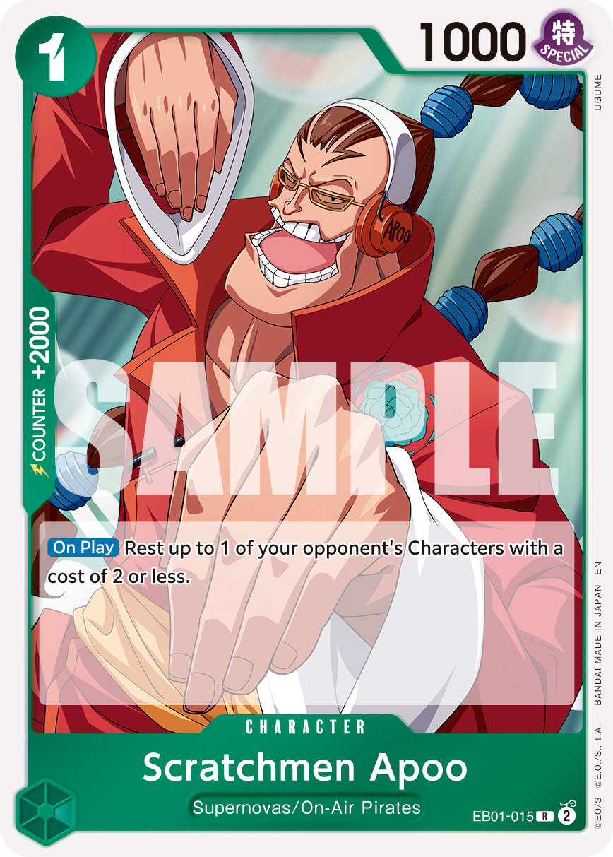 Carte Scratchmen Apoo EB01-015_r1 Rare — One Piece TCG PRB-02 (Bandai)