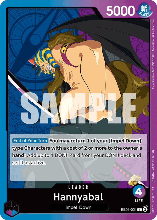 Carte Hannyabal EB01-021 Leader — One Piece TCG EB-01 Memorial Collection (Bandai)