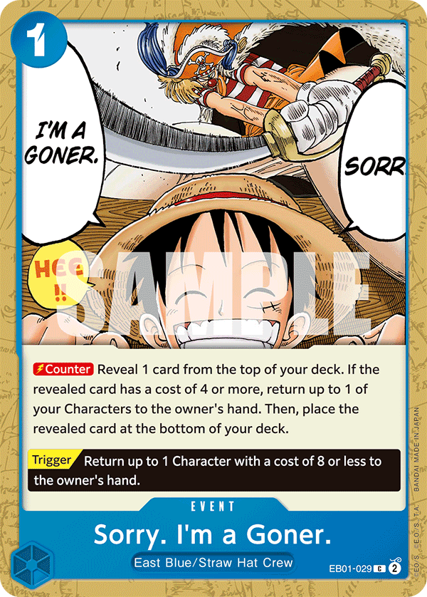 Carte Sorry. I'm a Goner. EB01-029 Common — One Piece TCG EB-01 Memorial Collection (Bandai)
