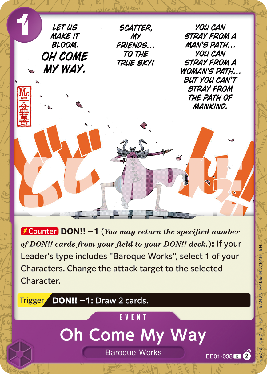 Carte La folle attitude EB01-038_r1 Common Serial — One Piece TCG PRB-02 The Best Vol. 2 (Bandai)