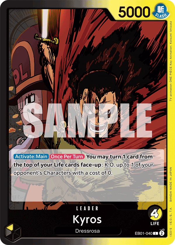 Carte Kyros EB01-040 Leader — One Piece TCG EB-01 (Bandai)