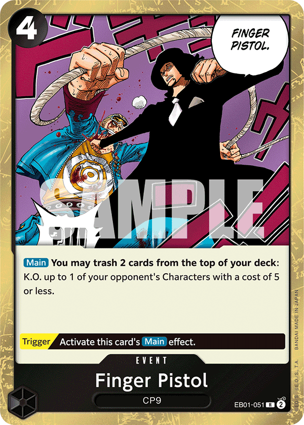 Carte Finger Pistol EB01-051 Rare — One Piece TCG EB-01 Memorial Collection (Bandai)