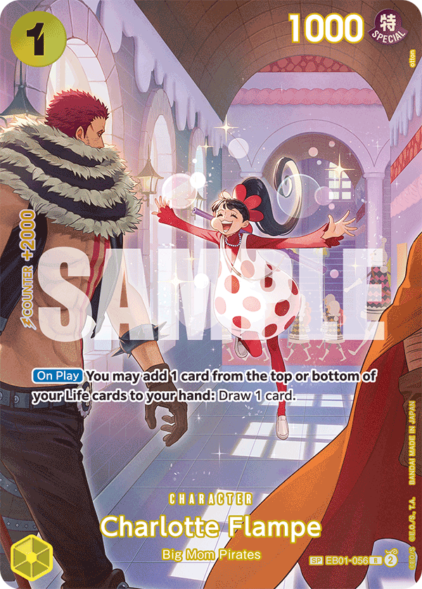 Carte Alt-Art Charlotte Flampe EB01-056_p2 Special — One Piece TCG OP-10 Royal Blood (Bandai)