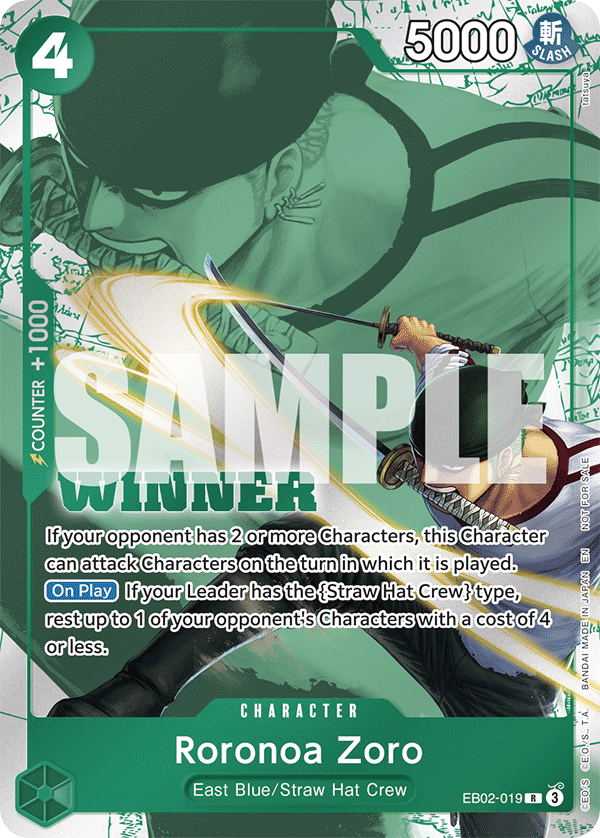 Carte Alt-Art Roronoa Zoro EB02-019_p2 Rare — One Piece TCG PROMO-EB-02 Promos: Anime 25th Collection (Bandai)