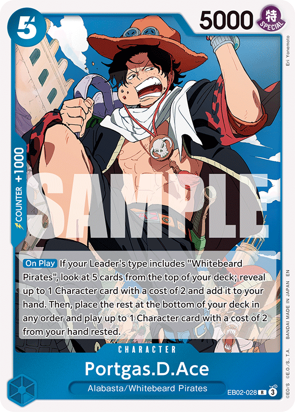 Carte Portgas D. Ace EB02-028 Rare — One Piece TCG EB-02 Anime 25th Collection (Bandai)