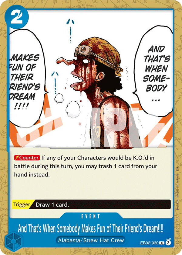 Carte Quand les rêves de ses camarades ont été bafoués !! EB02-030 Common — One Piece TCG EB-02 Anime 25th Collection (Bandai)