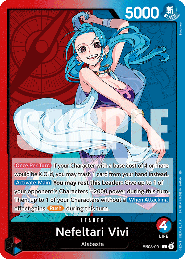 Carte Nefertari Vivi EB03-001 Leader — One Piece TCG EB-03 (Bandai)