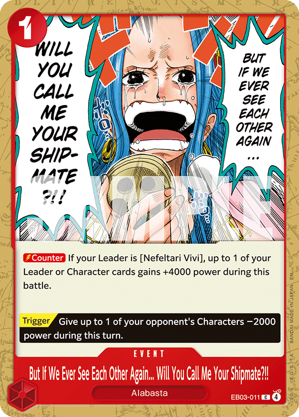 Carte Mais si un jour nous nous retrouvons... est-ce que je serai toujours votre amie&nbsp;?!! EB03-011 Common — One Piece TCG EB-03 Heroines Edition (Bandai)