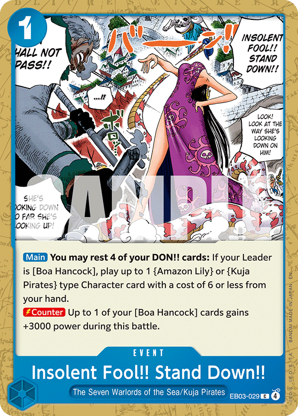 Carte Reste où tu es, insolent&nbsp;! EB03-029 Common — One Piece TCG EB-03 Heroines Edition (Bandai)