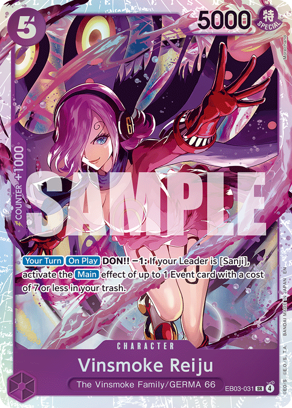 Carte Reiju Vinsmoke EB03-031 Super Rare — One Piece TCG EB-03 Heroines Edition (Bandai)