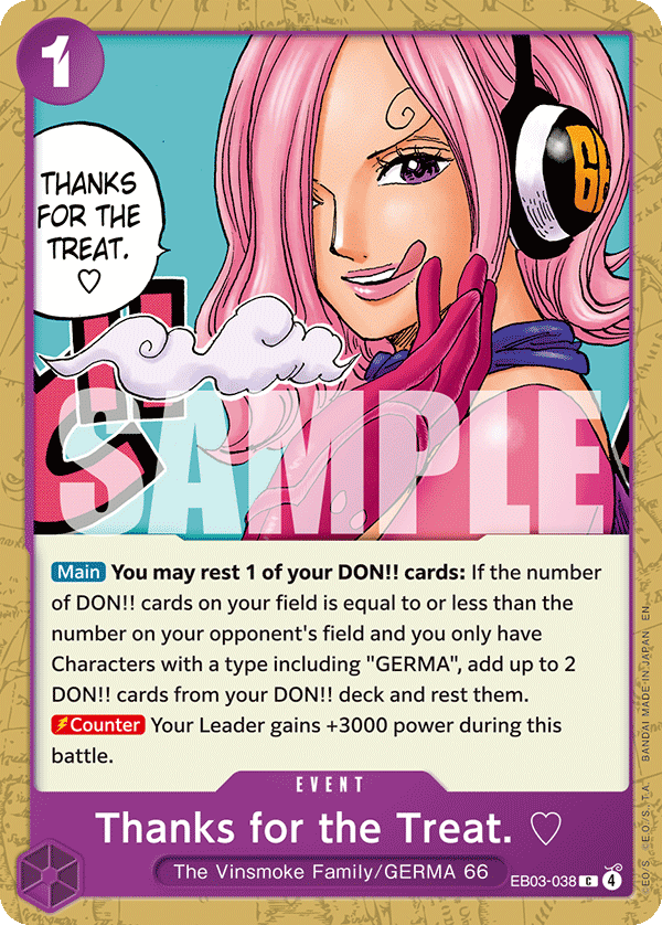 Carte C'était délicieux&nbsp;! ♡ EB03-038 Common — One Piece TCG EB-03 Heroines Edition (Bandai)