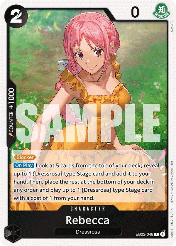 Carte Rebecca EB03-048 Rare — One Piece TCG EB-03 Heroines Edition (Bandai)