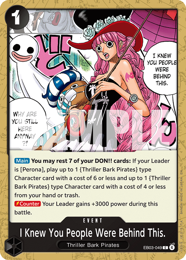 Carte Décidément, vous ne pouvez pas vous rendre quelque part sans faire un boucan du diable EB03-049 Common — One Piece TCG EB-03 Heroines Edition (Bandai)