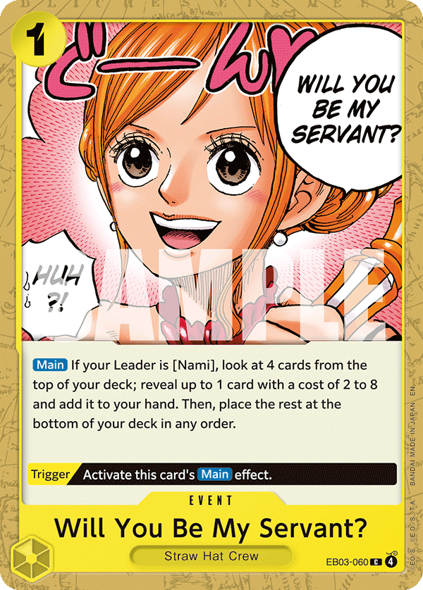Carte Accepterais-tu de devenir mon serviteur&nbsp;? EB03-060 Common — One Piece TCG EB-03 Heroines Edition (Bandai)