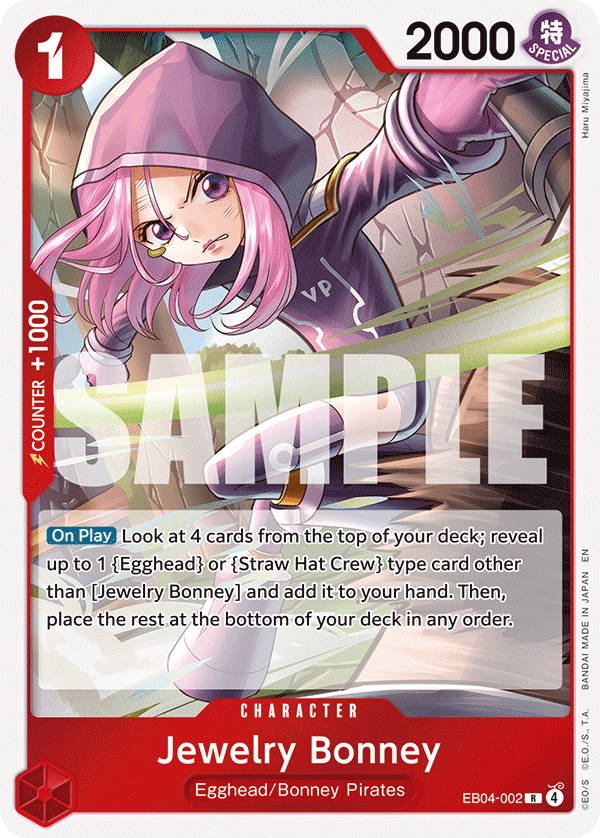 Carte Jewelry Bonney EB04-002 Rare — One Piece TCG OP15-EB04 Adventure on Kami's Island (Bandai)