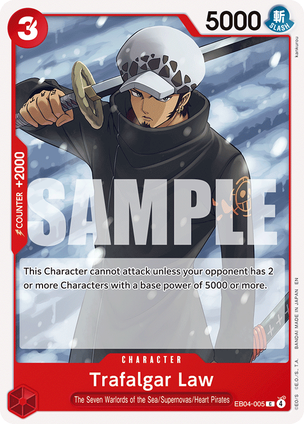 Carte Trafalgar Law EB04-005 Common — One Piece TCG OP15-EB04 Adventure on Kami's Island (Bandai)