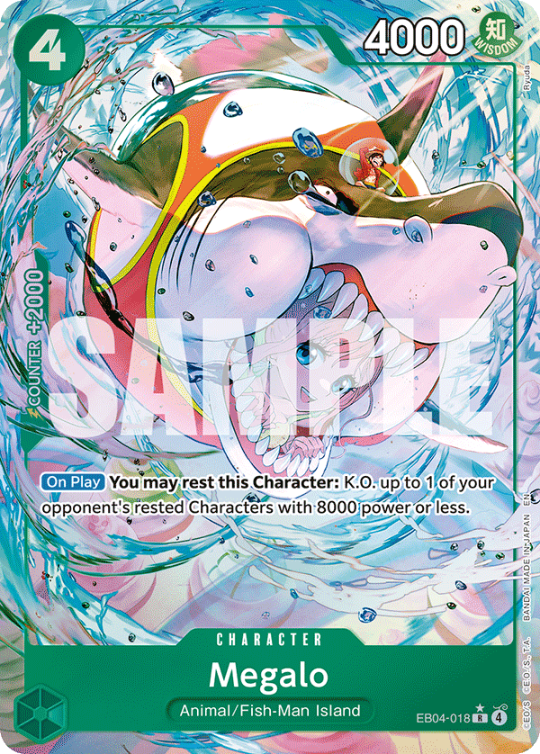 Carte Alt-Art Mégalo EB04-018_p1 Rare — One Piece TCG OP14-EB04 The Azure Sea's Seven (Bandai)