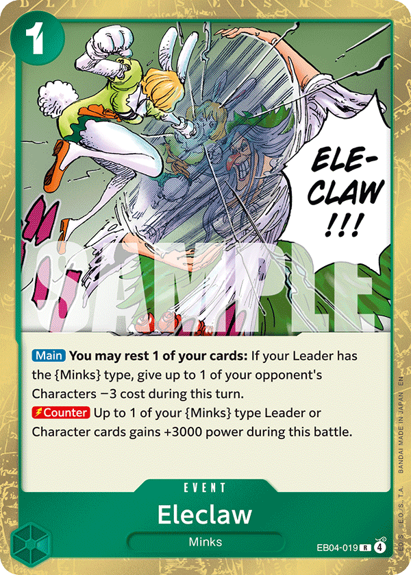 Carte Electric Claw EB04-019 Rare — One Piece TCG OP14-EB04 The Azure Sea's Seven (Bandai)