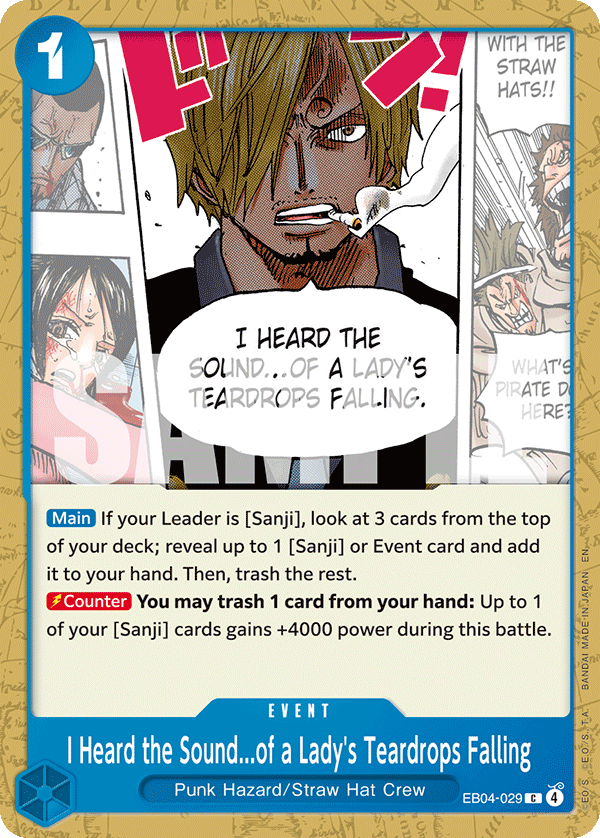 Carte J'ai entendu tomber... les larmes d'une femme EB04-029 Uncommon — One Piece TCG OP14-EB04 The Azure Sea's Seven (Bandai)
