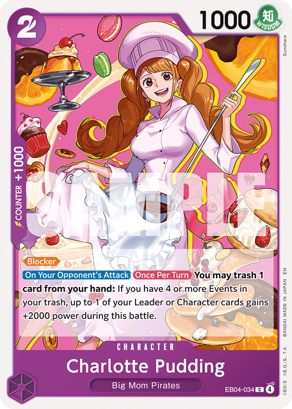 Carte Charlotte Pudding EB04-034 Common — One Piece TCG OP14-EB04 The Azure Sea's Seven (Bandai)