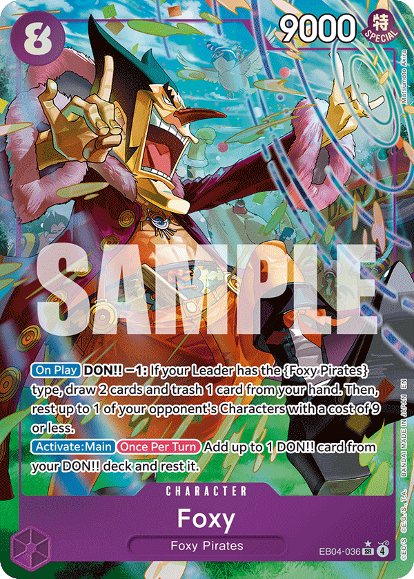 Carte Alt-Art Foxy EB04-036_p1 Super Rare — One Piece TCG OP14-EB04 The Azure Sea's Seven (Bandai)