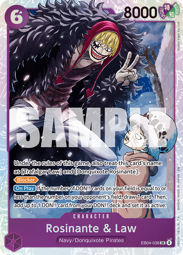 Carte Rosinante et Law EB04-038 Super Rare — One Piece TCG OP14-EB04 The Azure Sea's Seven (Bandai)