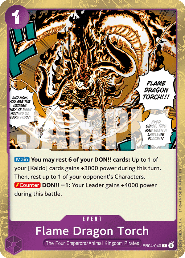 Carte Torche du dragon EB04-040 Rare — One Piece TCG OP14-EB04 The Azure Sea's Seven (Bandai)