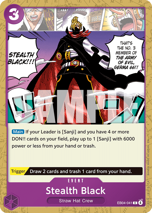 Carte Stealth Black EB04-041 Common — One Piece TCG OP14-EB04 The Azure Sea's Seven (Bandai)