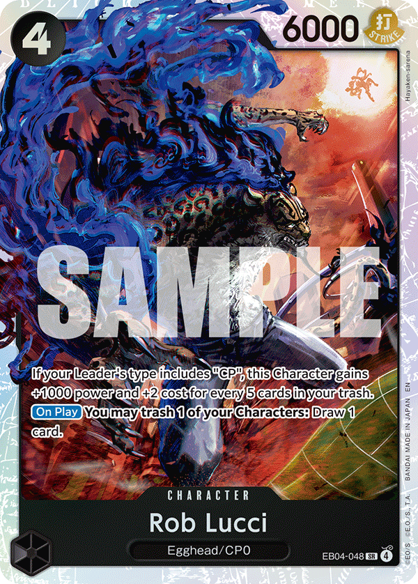 Carte Rob Lucci EB04-048 Super Rare — One Piece TCG OP15-EB04 Adventure on Kami's Island (Bandai)